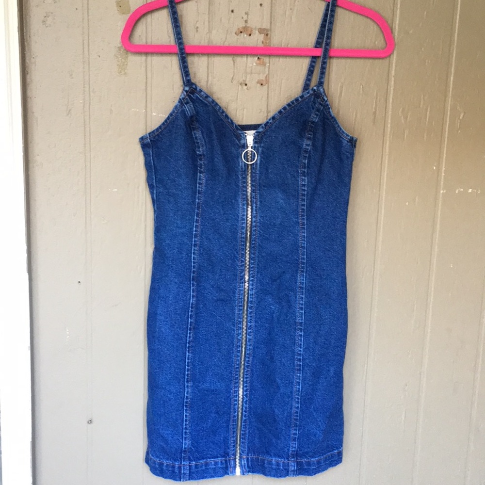 Topshop dress moto denim zip
